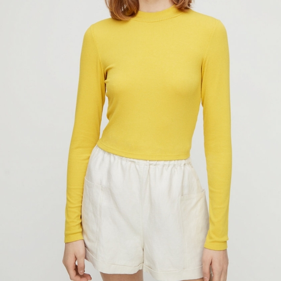 WILFRED FREE Nora Mock neck Long Sleeve Rib Crop M